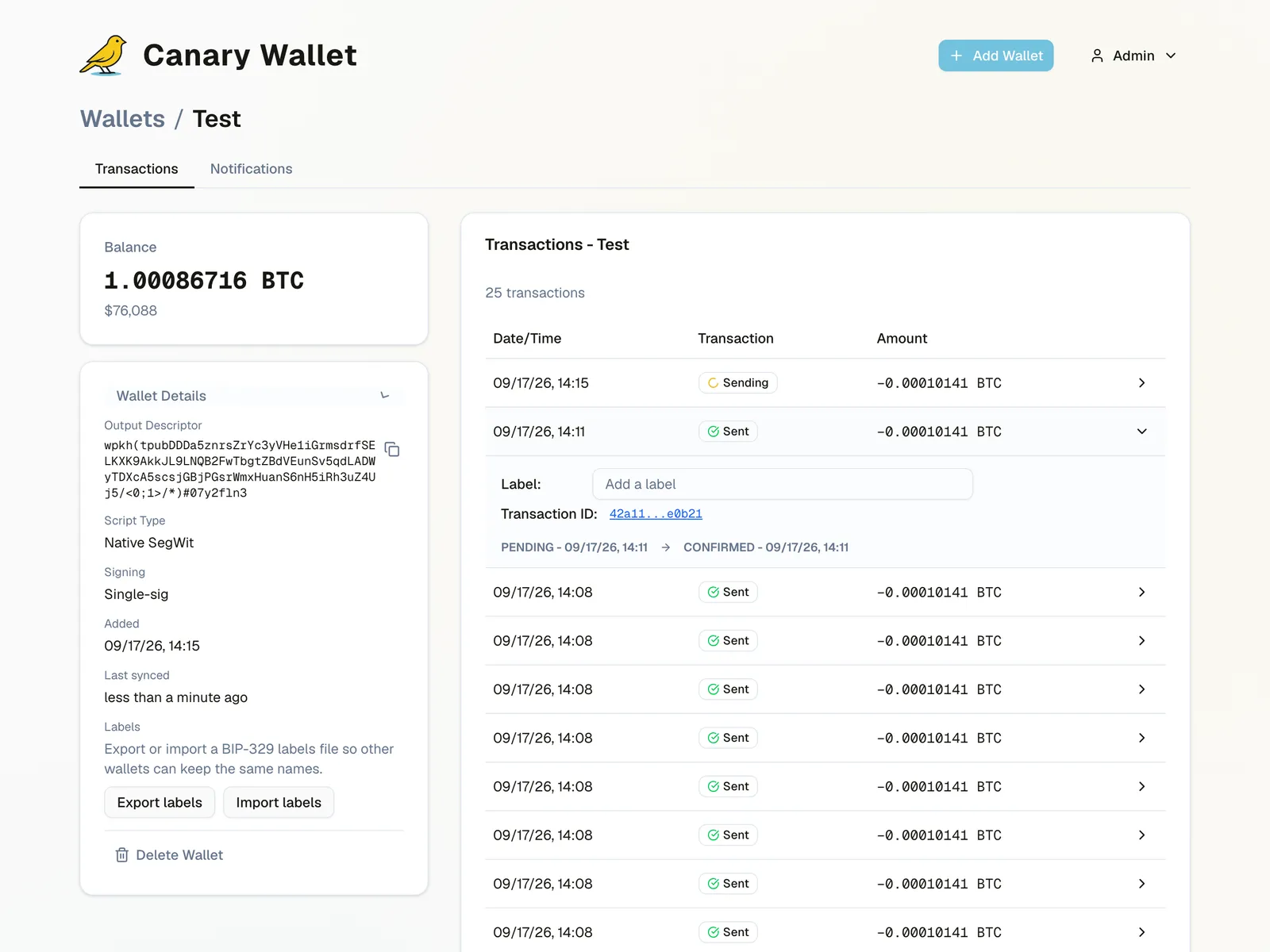 Canary: varsling når bitcoin i kaldlagring flytter seg